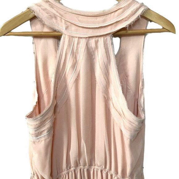 NEW Sophie Max Peach Raw Hem Racer Back Wild Flower Maxi Dress Large - Picture 4 of 12